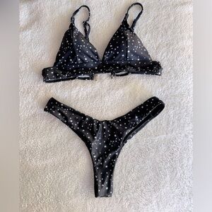 Black midnight sky starry cheeky two piece bikini swimsuit